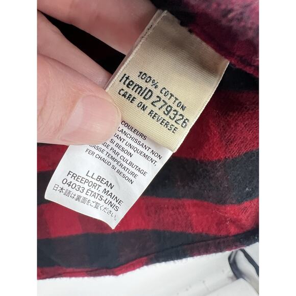 LL Bean Buffalo Plaid Red Checkered Flannel Button Down SP - Picture 4 of 4